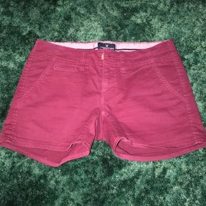 American Eagle maroon khaki shorts